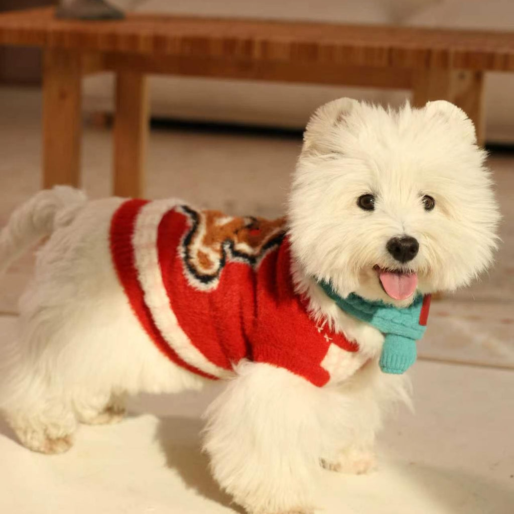 Gingerbread Soft Christmas Pet Sweater for Holiday Season