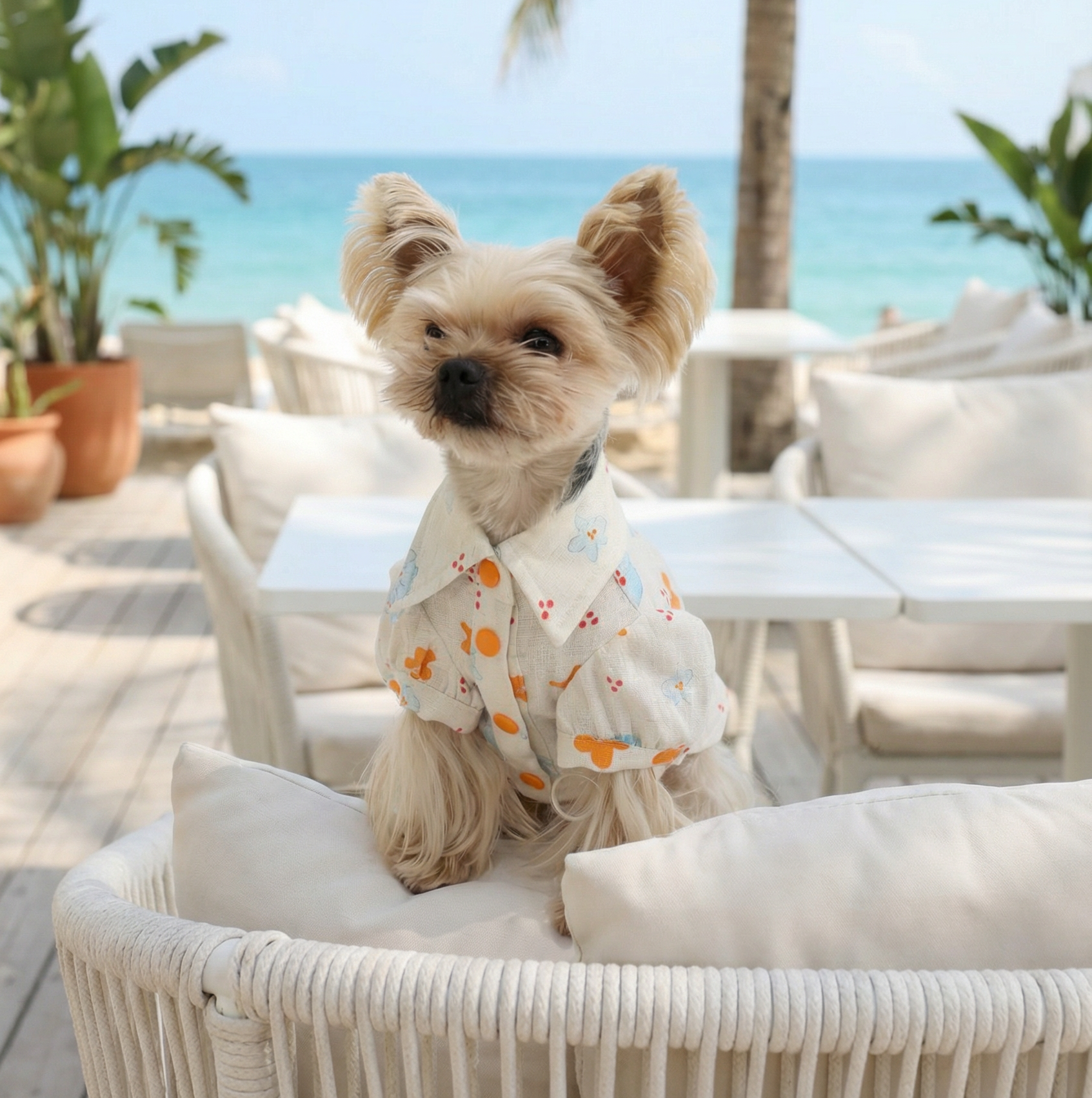 Coastal Village Summer Linen-Blend Pet Shirt & Dress