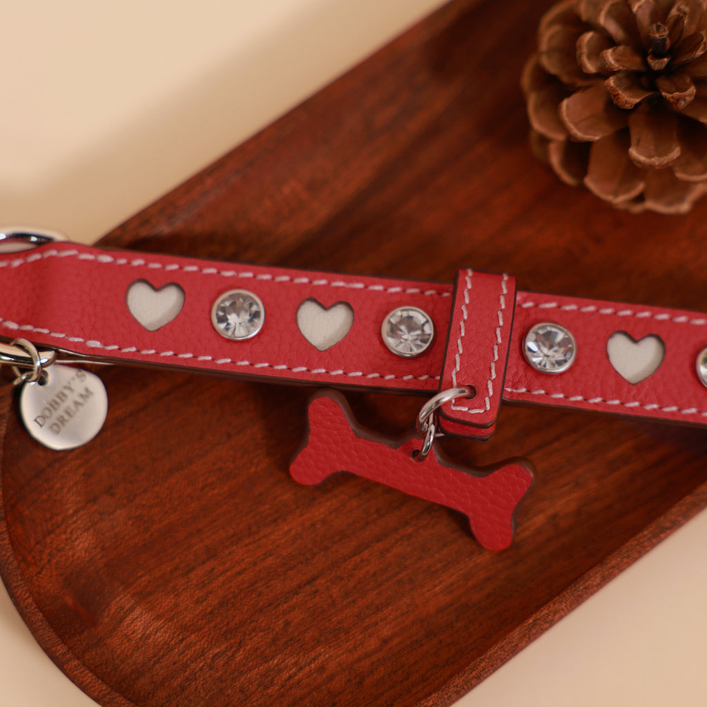 Heartbeat Gift Genuine Leather Custom Pet Collar