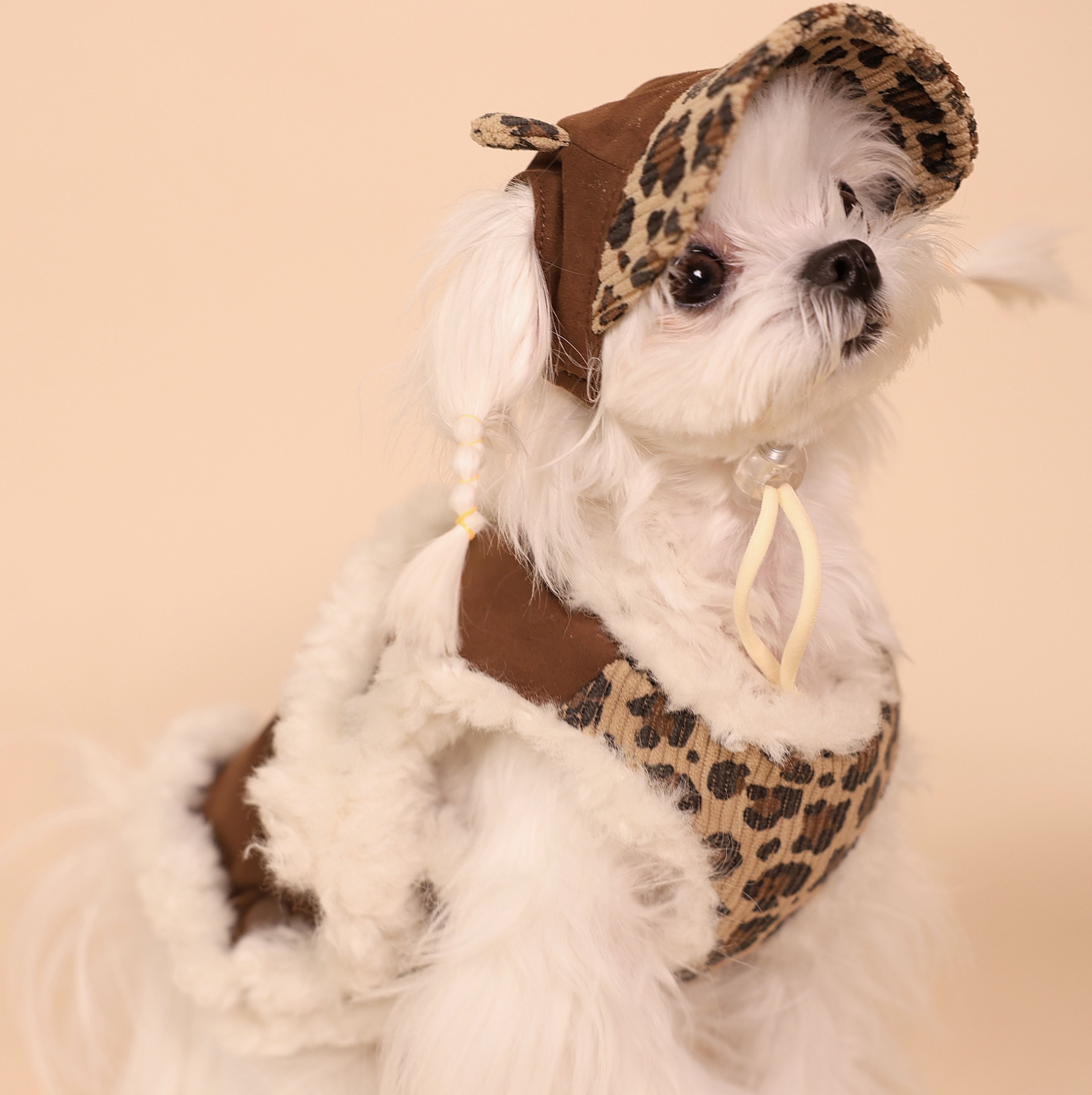 Leopard Sweetheart Wool-Blend Pet Vest with Leash Ring
