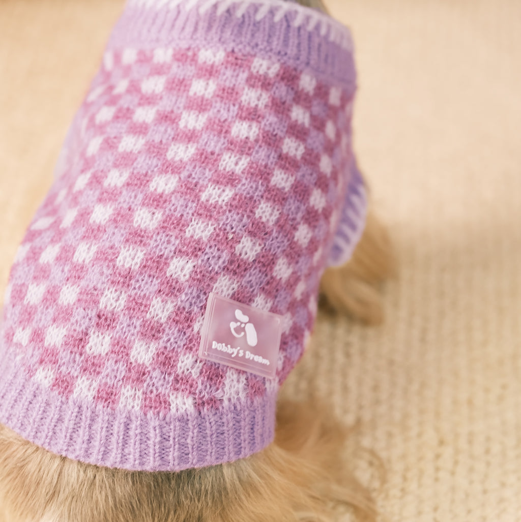 Mohair Checkerboard Pet Sweater for Cats & Small Dogs