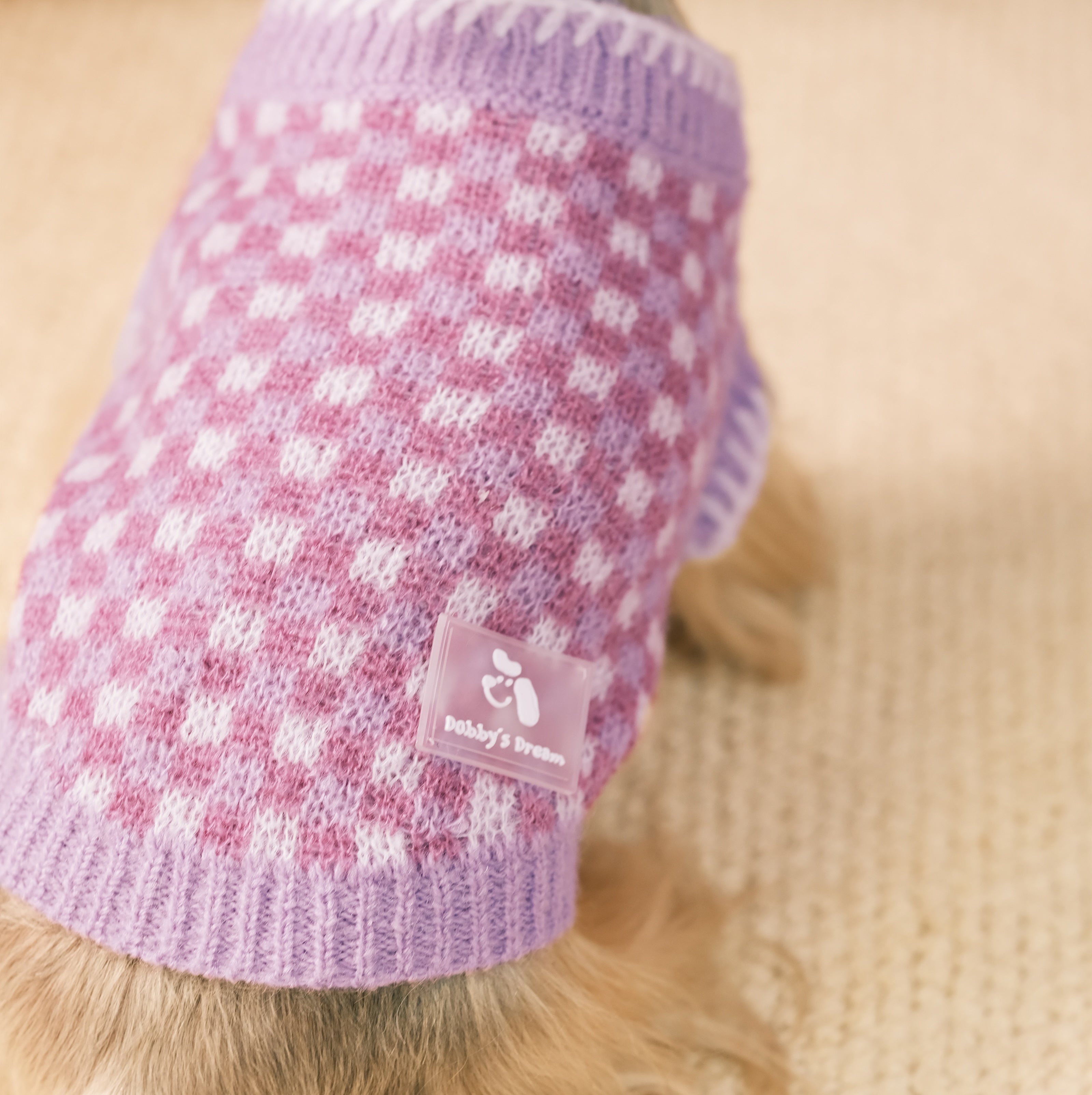 Mohair Checkerboard Pet Sweater for Cats & Small Dogs