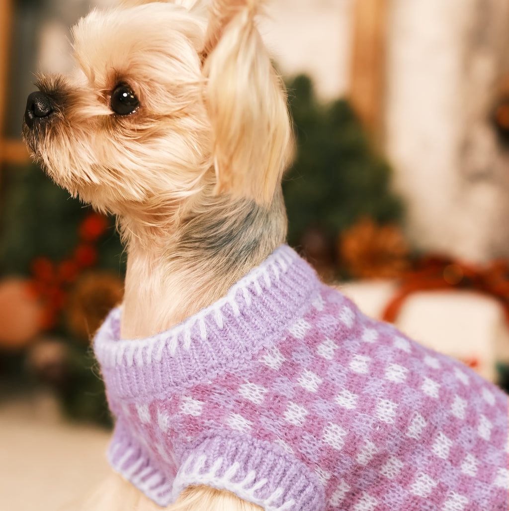 Mohair Checkerboard Pet Sweater for Cats & Small Dogs
