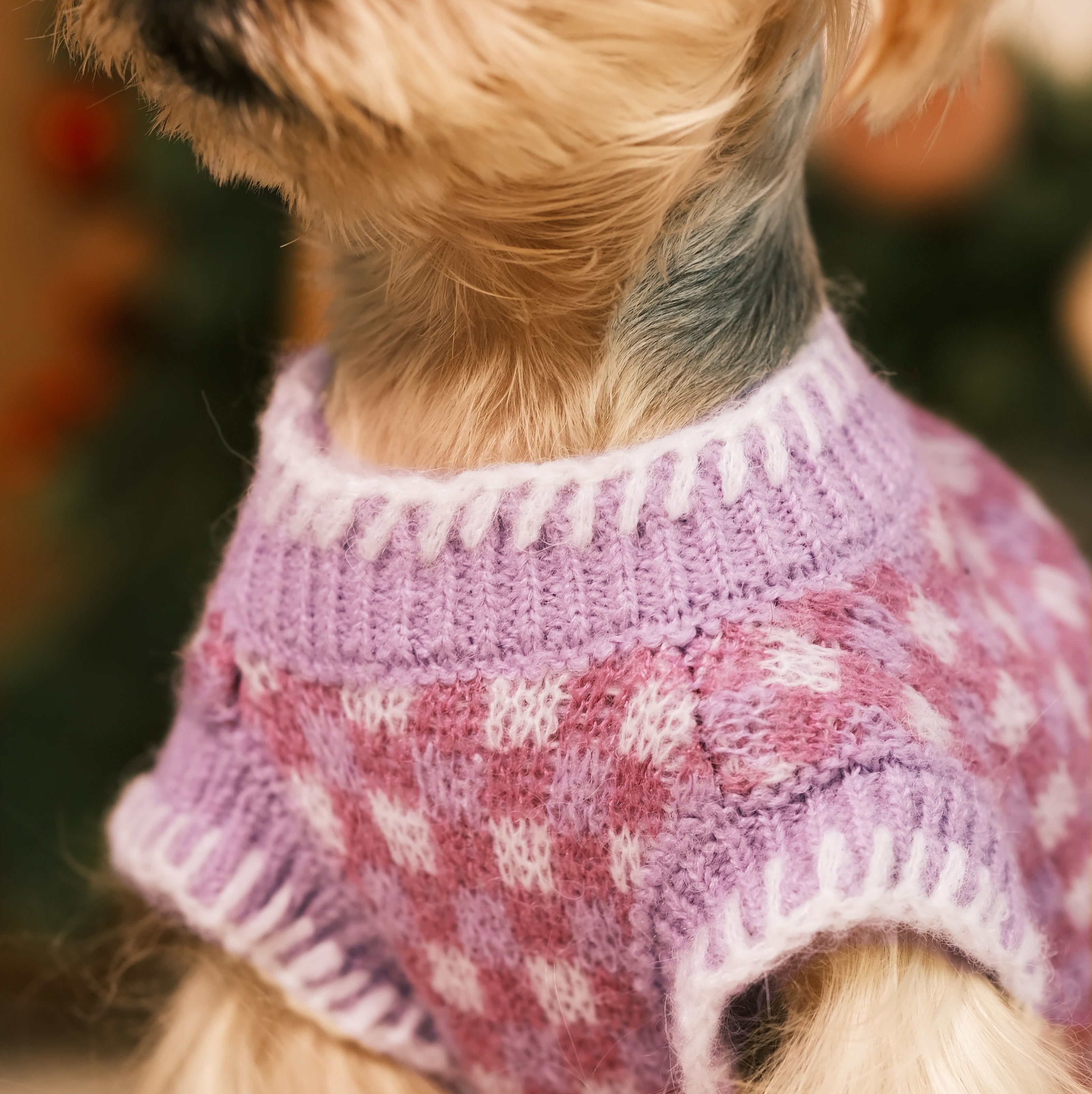 Mohair Checkerboard Pet Sweater for Cats & Small Dogs