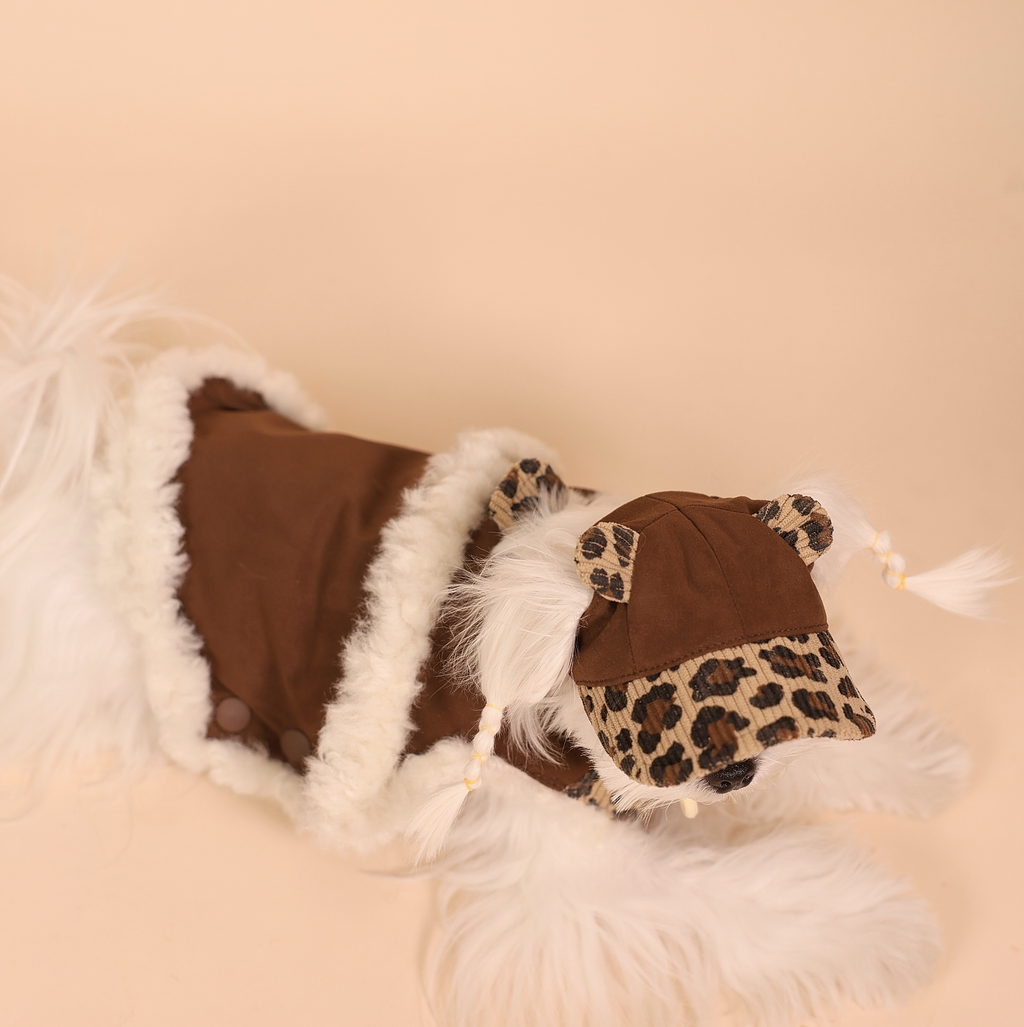 Leopard Sweetheart Wool-Blend Pet Vest with Leash Ring