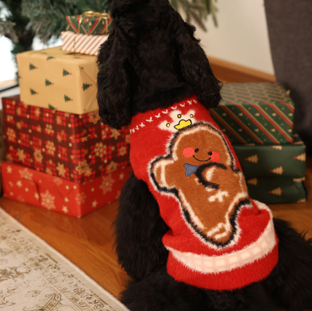 Gingerbread Soft Christmas Pet Sweater for Holiday Season