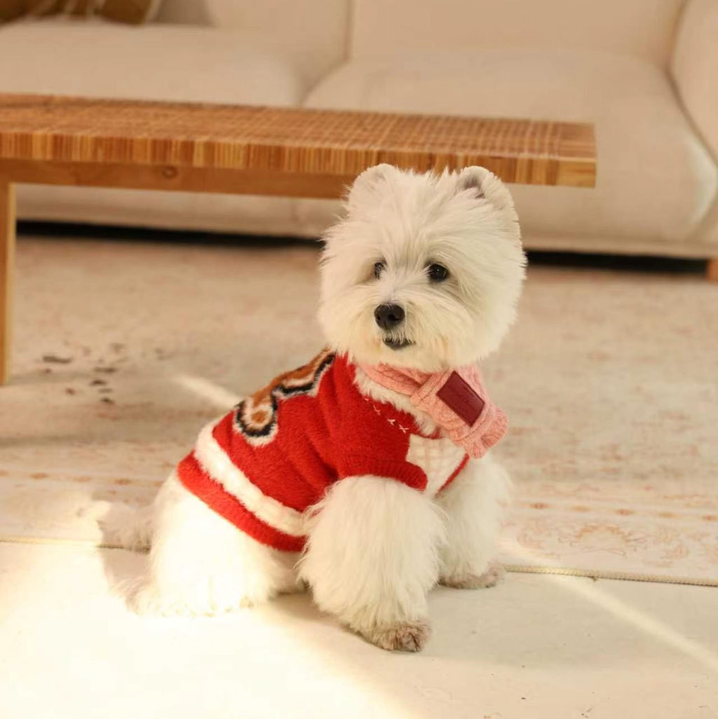 Gingerbread Soft Christmas Pet Sweater for Holiday Season