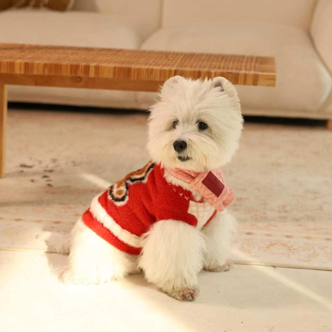 Gingerbread Soft Christmas Pet Sweater for Holiday Season