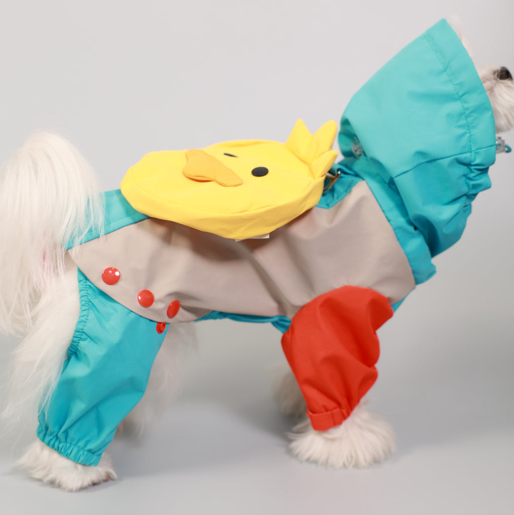 Full-Coverage Four-Leg Pet Raincoat with Removable Back Legs