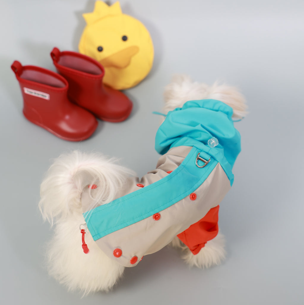 Full-Coverage Four-Leg Pet Raincoat with Removable Back Legs