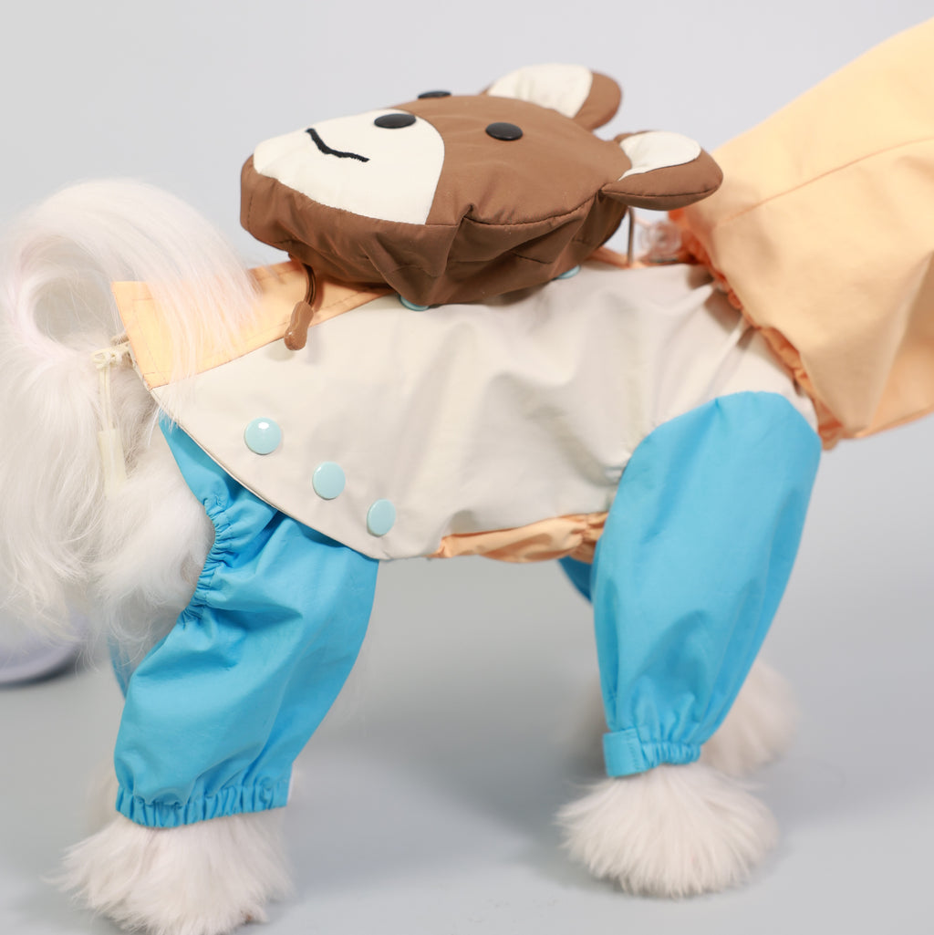 Full-Coverage Four-Leg Pet Raincoat with Removable Back Legs