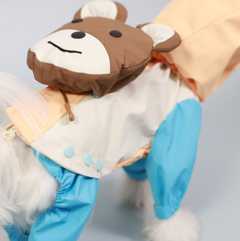 Full-Coverage Four-Leg Pet Raincoat with Removable Back Legs