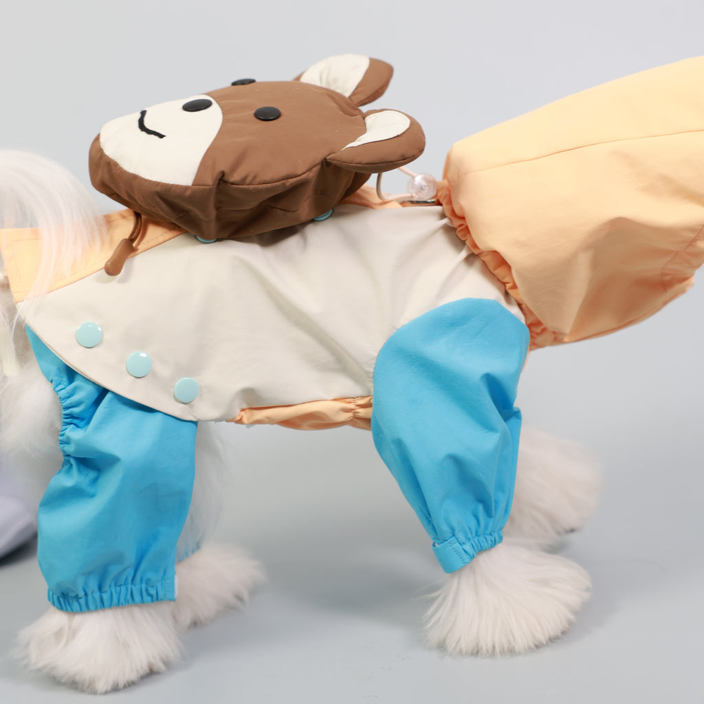 Full-Coverage Four-Leg Pet Raincoat with Removable Back Legs