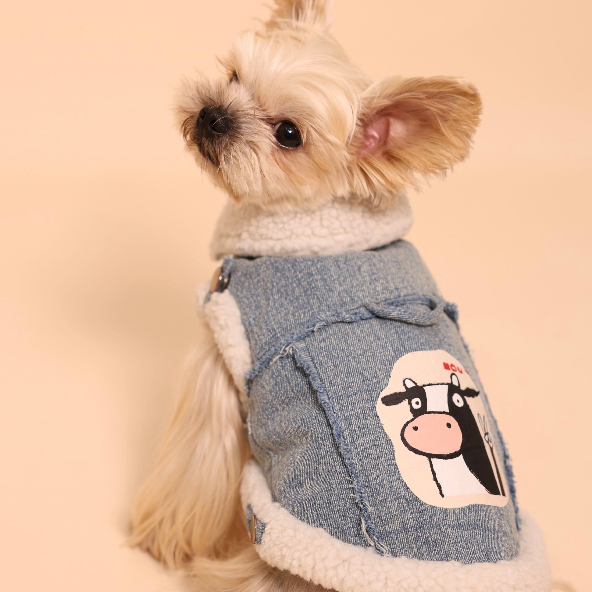 Busy Cowboy Sherpa-Lined Denim Pet Vest