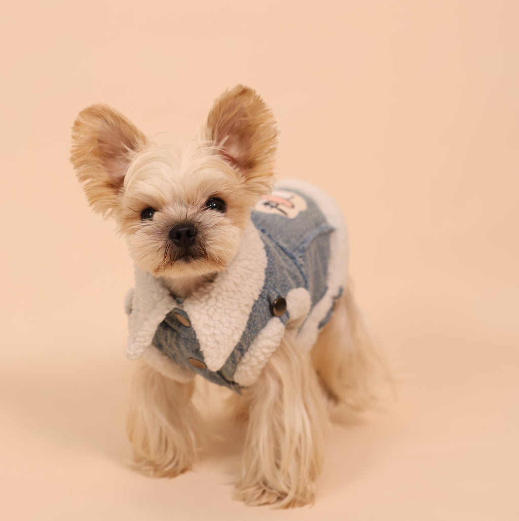 Busy Cowboy Sherpa-Lined Denim Pet Vest