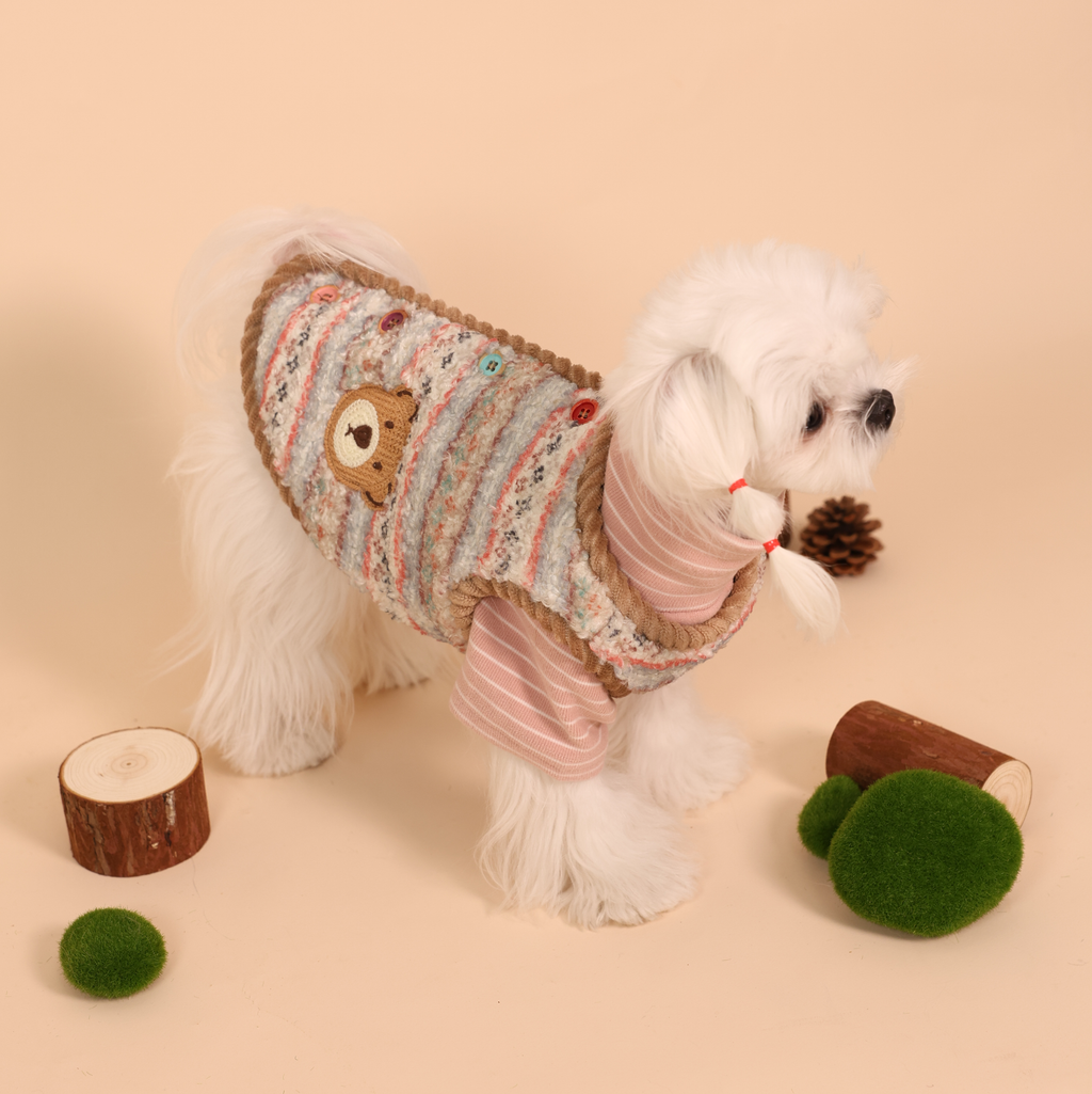 Forest Adventure Plush Fleece Bear Pet Vest
