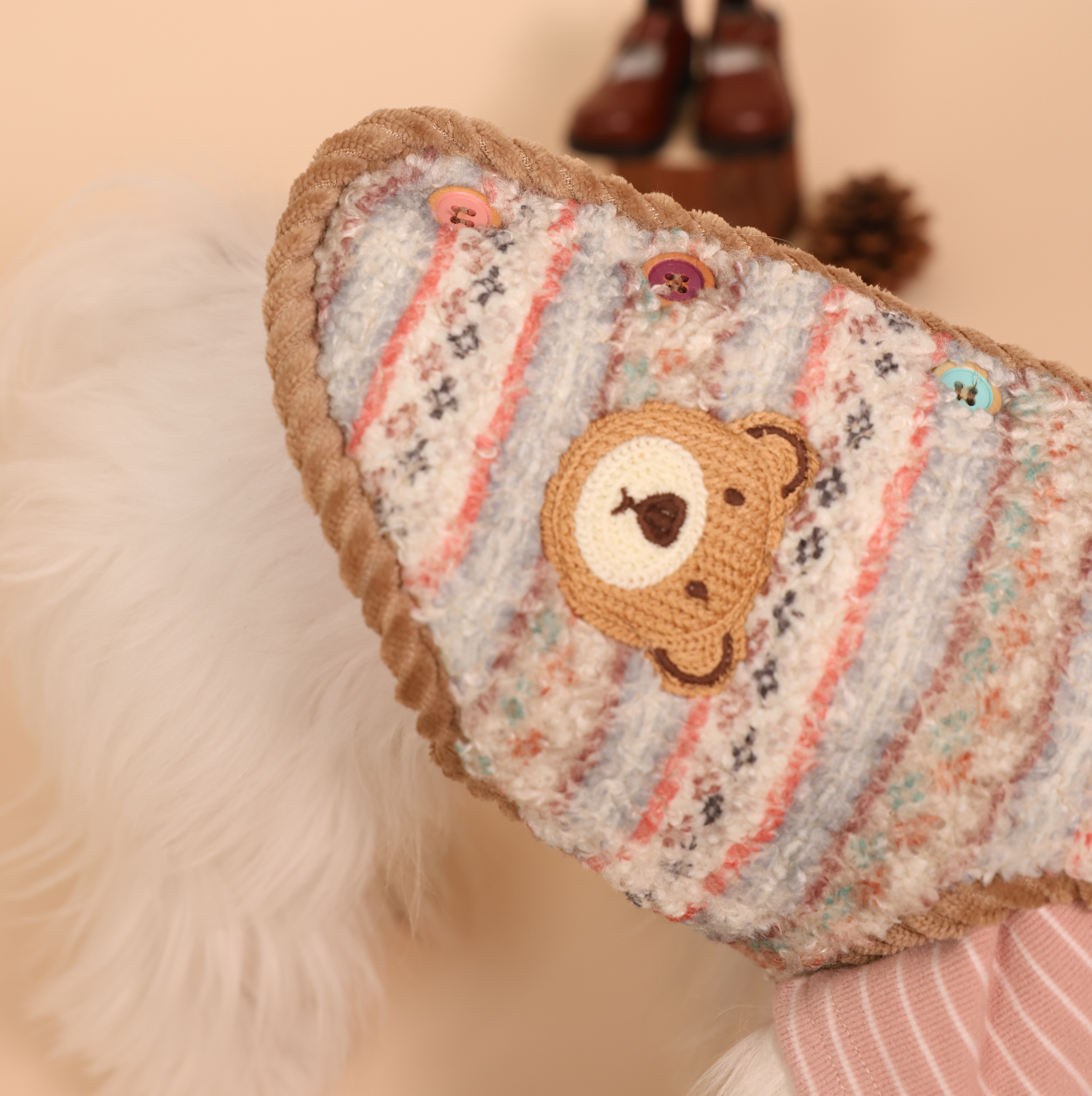 Forest Adventure Plush Fleece Bear Pet Vest