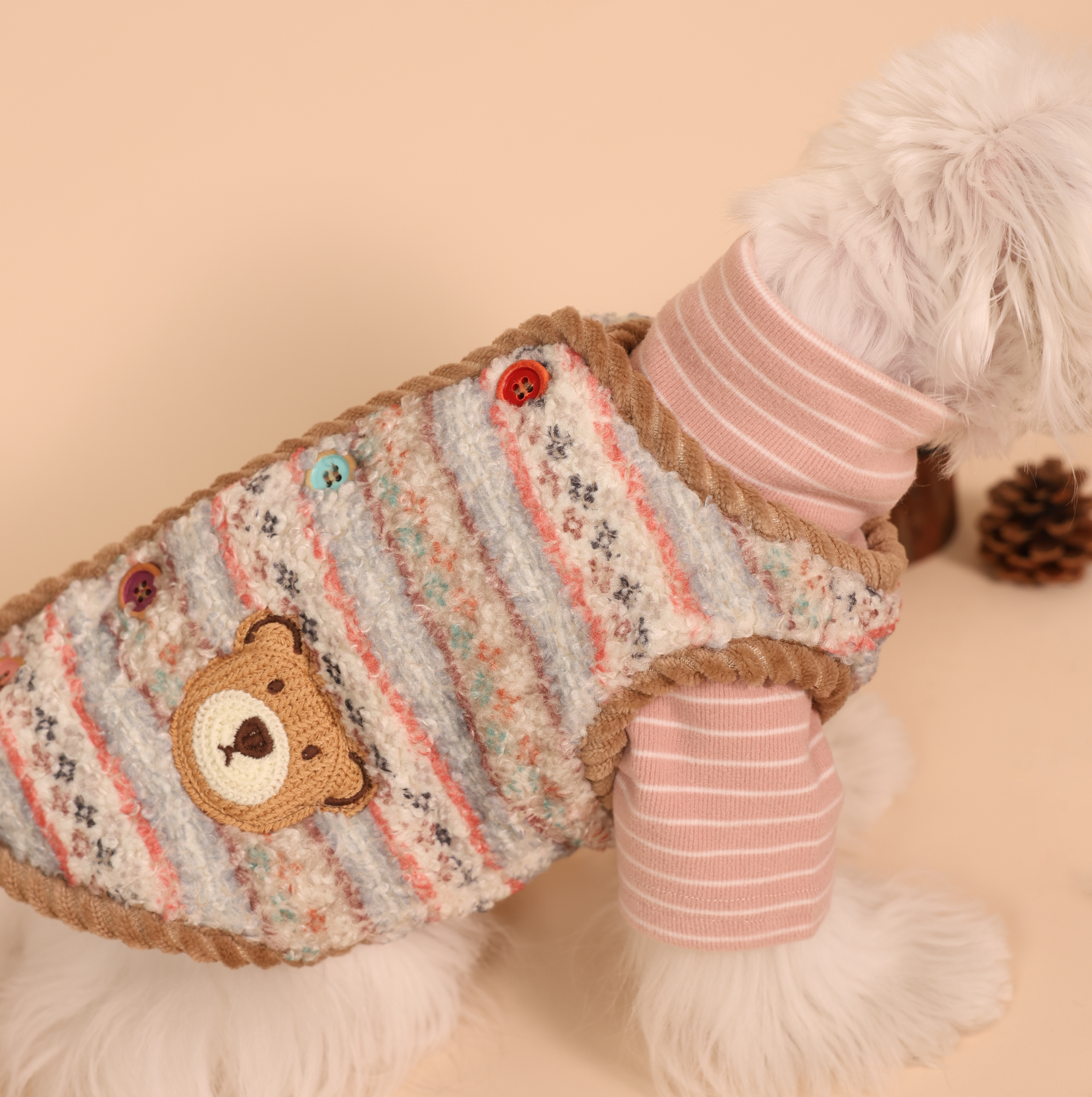 Forest Adventure Plush Fleece Bear Pet Vest