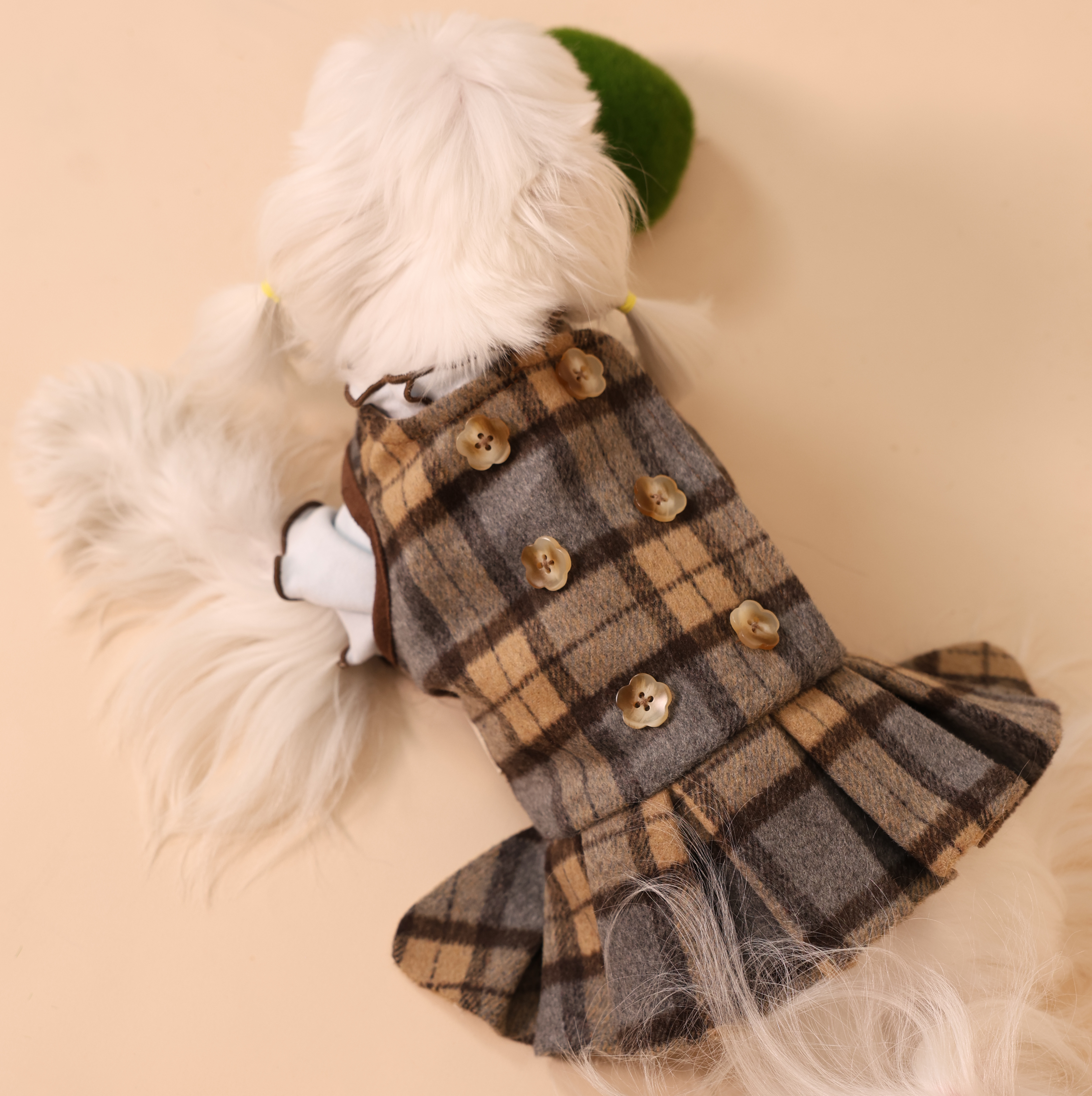 Edinburgh Magic British Plaid Pet Dress & Beret Set