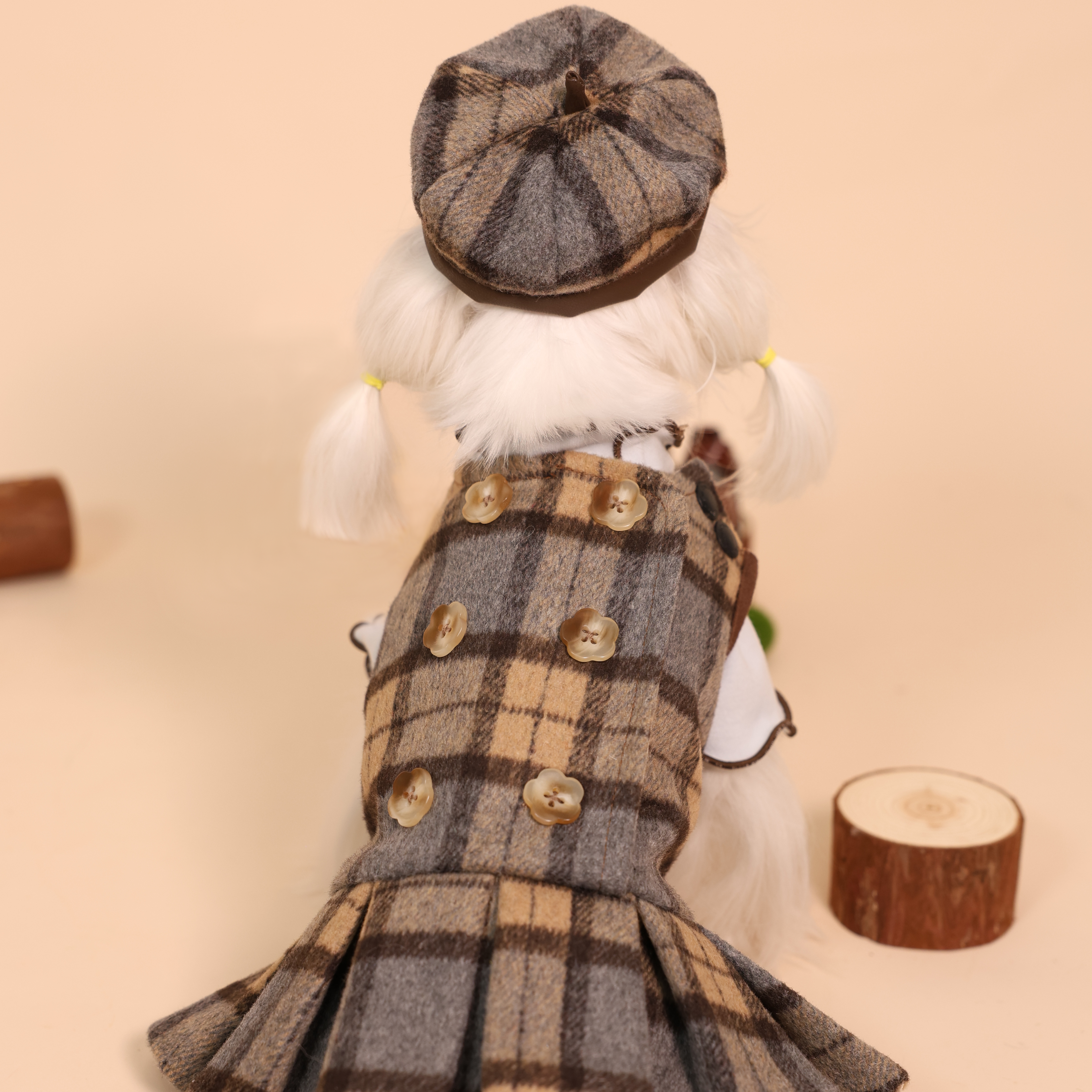 Edinburgh Magic British Plaid Pet Dress & Beret Set