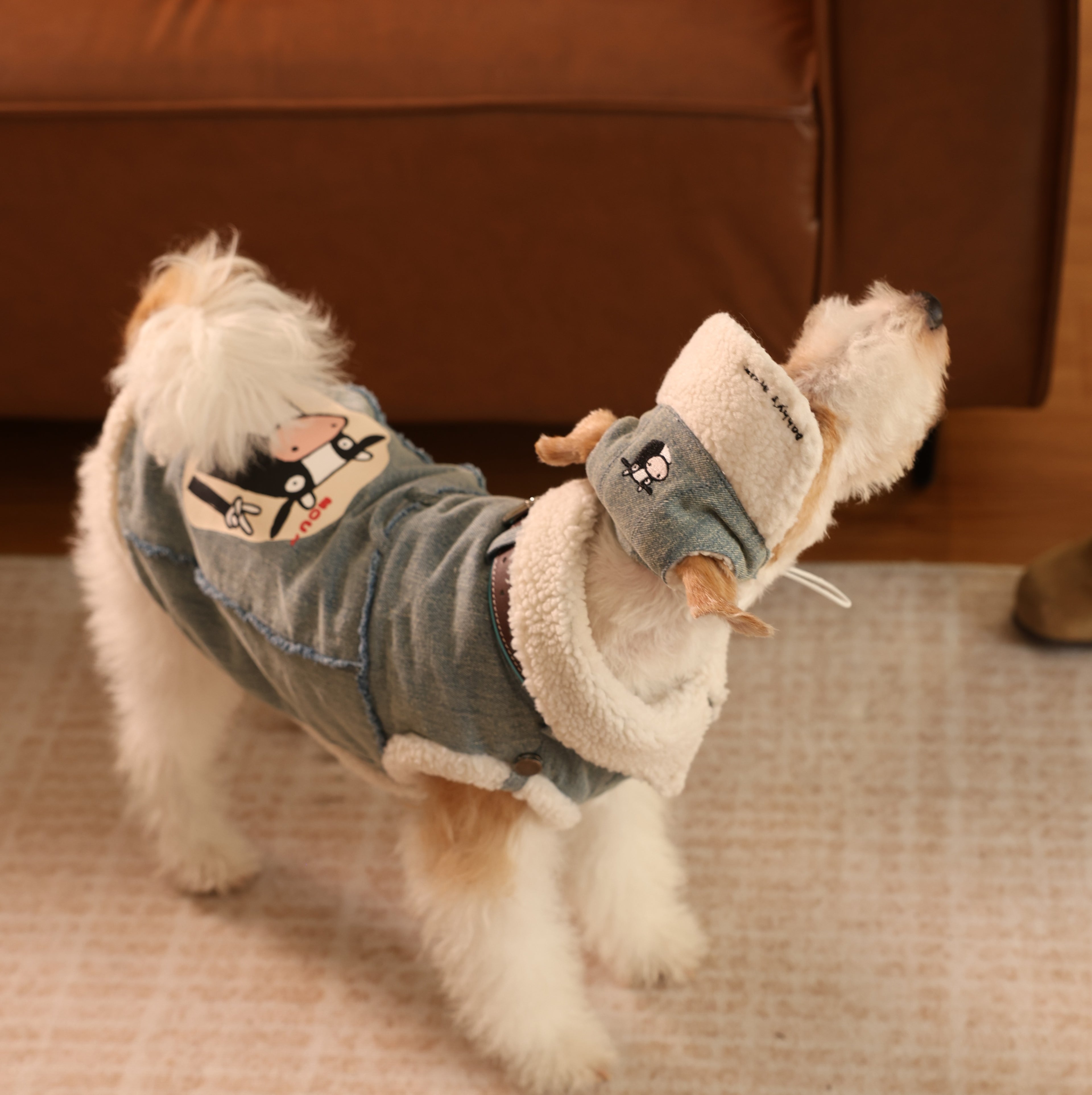 Busy Cowboy Sherpa-Lined Denim Pet Vest