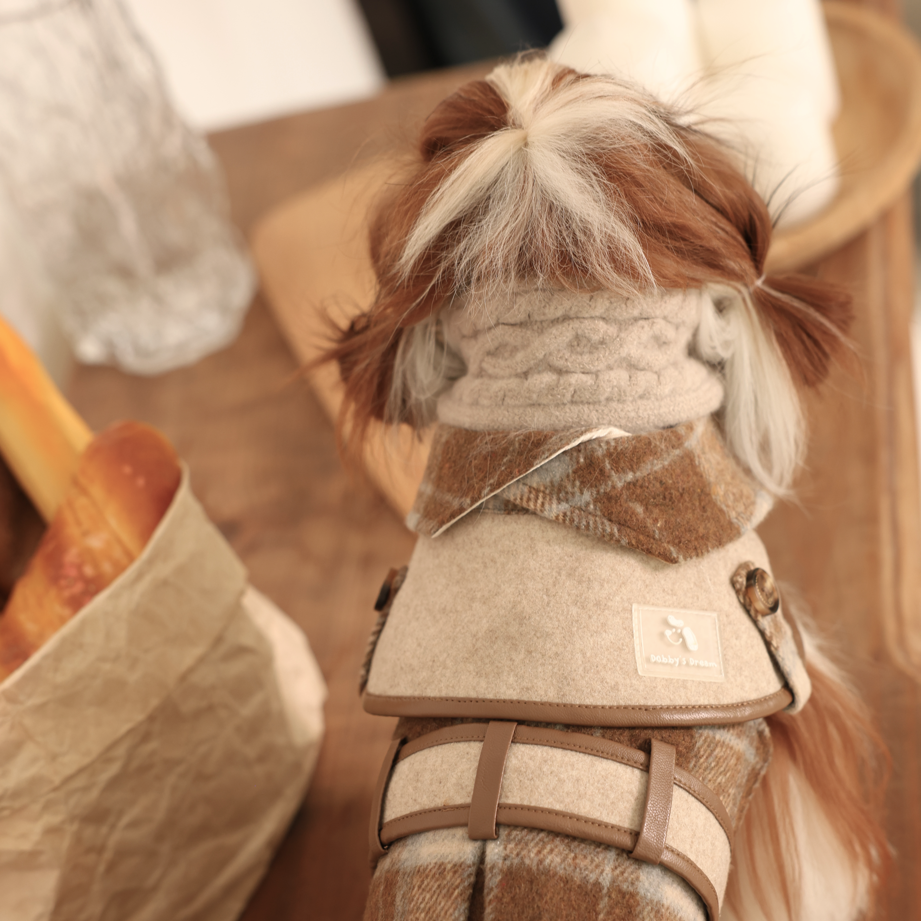 British Trench-Style Pet Coat with Leash Ring