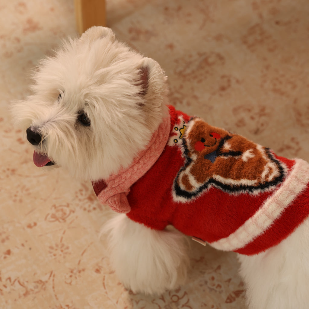 Gingerbread Soft Christmas Pet Sweater for Holiday Season