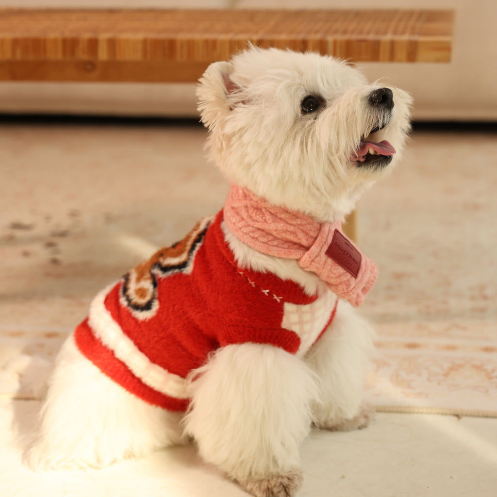 Gingerbread Soft Christmas Pet Sweater for Holiday Season
